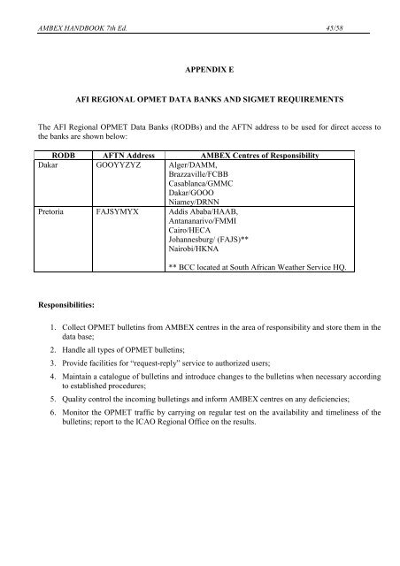 afi met bulletins exchange (ambex) handbook - ICAO