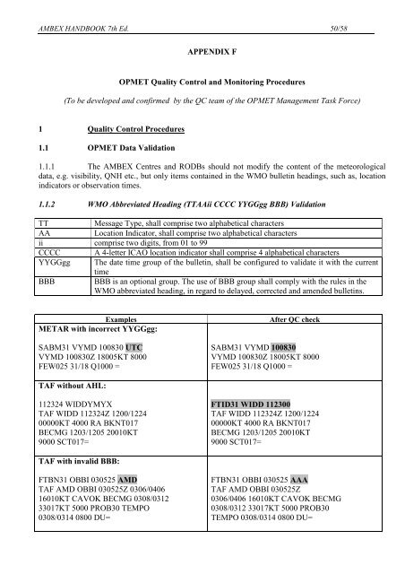 afi met bulletins exchange (ambex) handbook - ICAO