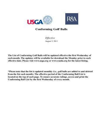 Download the USGA Conforming Golf Balls List (3 - ProPutters.com