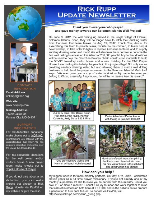 Rick Rupp Update Newsletter Rickrupp Com