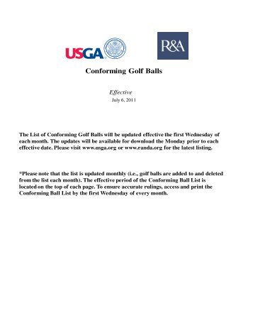 Download the USGA Conforming Golf Balls List (6 - ProPutters.com