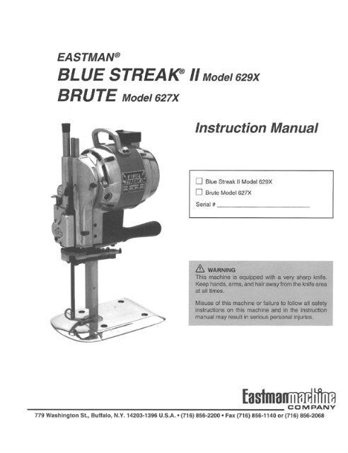 Instruction manual for Blue Streak & Brute 629 - Superior Sewing ...