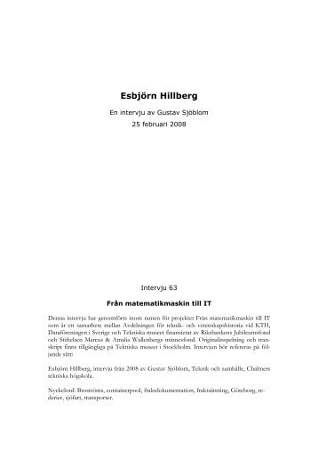 Microsoft Word - Esbjörn Hillberg - Tekniska museet