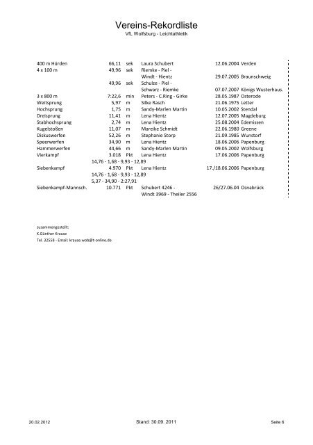 Vereins-Rekordliste - Vfl-wob.de