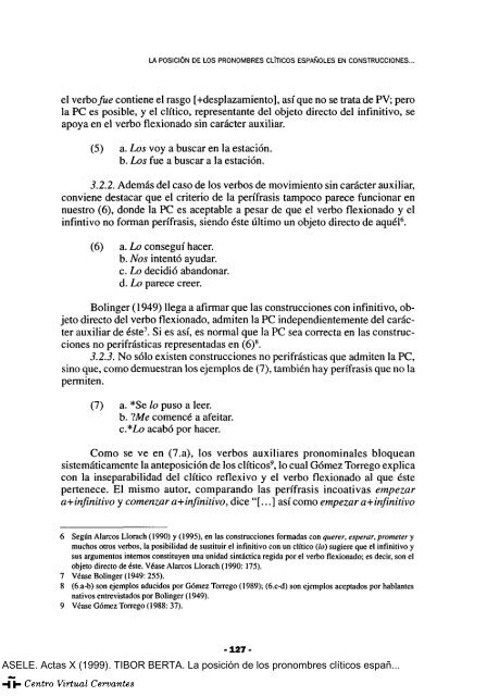 La posición de los pronombres clíticos españoles en construcciones ...