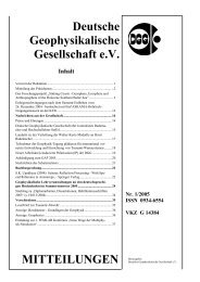 Deutsche Geophysikalische Gesellschaft e.V. MITTEILUNGEN ...