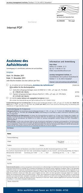 Assistenz des Aufsichtsrats - IIR Deutschland GmbH