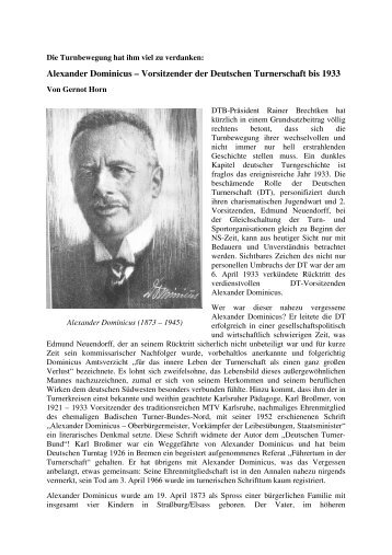 Alexander Dominicus – Vorsitzender der Deutschen Turnerschaft ...