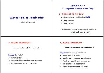 Metabolism of xenobiotics - Third Faculty of Medicine