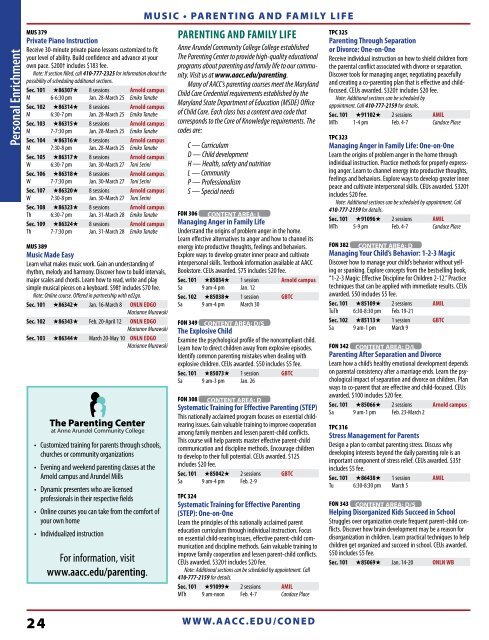 Winter Schedule PDF - Anne Arundel Community College