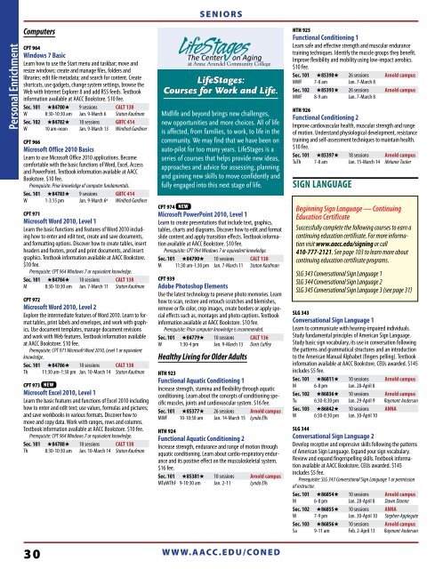 Winter Schedule PDF - Anne Arundel Community College