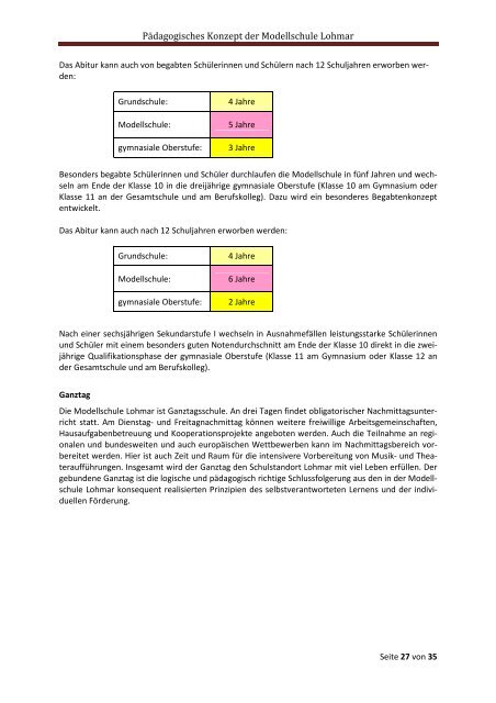 Pädagogisches Konzept der Modellschule Lohmar - Stadt Lohmar