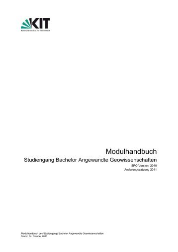 Modulhandbuch - KIT - AGW: Angewandte Geowissenschaften ...