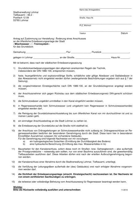 Antrag Auf Zustimmung Zur Kündigung Integrationsamt Muster Antrag auf Zustimmung zur Herstellung / Änderung - Stadt Lohmar
