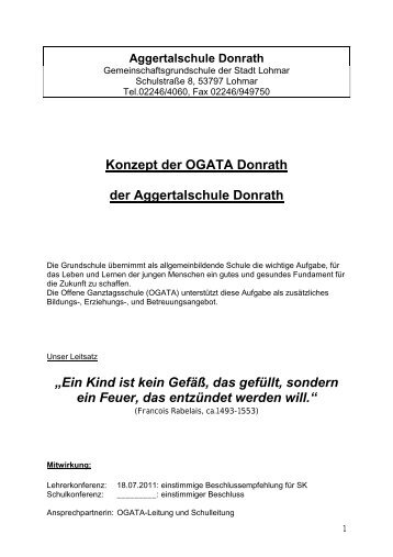 Konzept der OGATA Donrath der Aggertalschule  Donrath âEin Kind ...