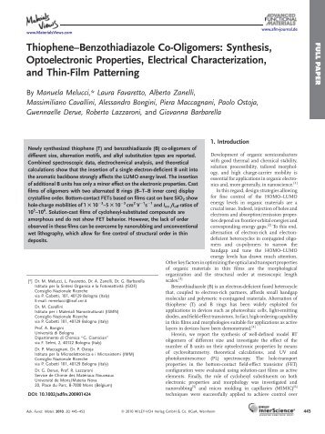 Thiophene-Benzothiadiazole Co-Oligomers: Synthesis ...