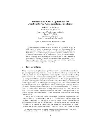 Branch-and-Cut Algorithms for Combinatorial Optimization ...