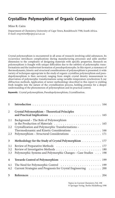 198 Topics in Current Chemistry Editorial Board: A. de Meijere KN ...