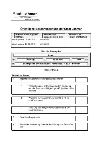 Ergaenzte_TO_Rat_20120619.pdf - Stadt Lohmar