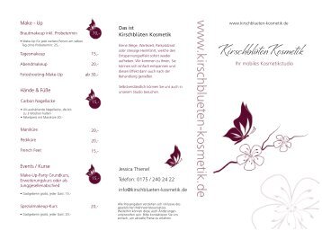 Flyer / Preisliste 2013 - Kirschblüten Kosmetik