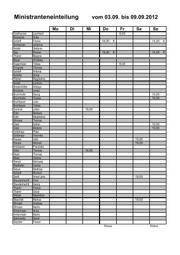 Ministranteneinteilung - Pfarrei Glonn