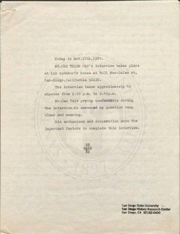 Today is NOV.23th,1980. MR.CHU THIEN CAU's interview ... - Library