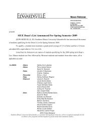 SIUE Dean's List Announced For Spring Semester 2009 - Southern ...