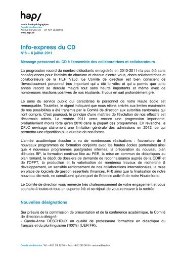 Info-express du CD - HEP Vaud