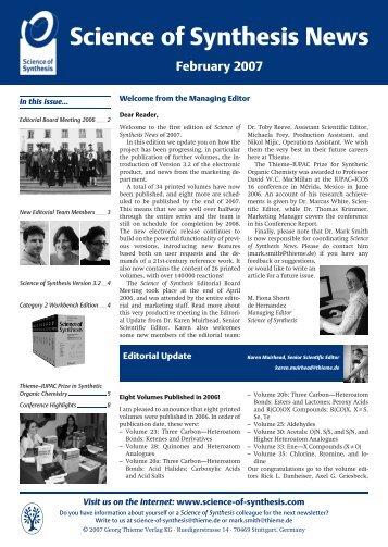 Science of Synthesis News Spring 2007 - Thieme Chemistry