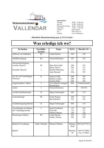 Was erledige ich wo Neu - Verbandsgemeinde Vallendar