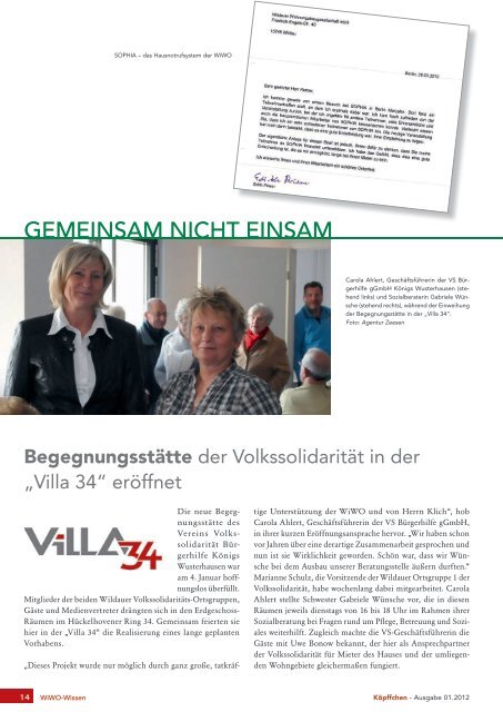 Ausgabe 1 / 2012 - WiWO Wildauer Wohnungsbaugesellschaft