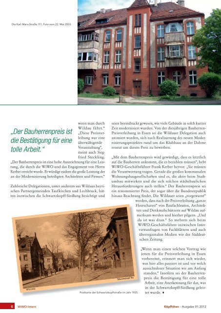 Ausgabe 1 / 2012 - WiWO Wildauer Wohnungsbaugesellschaft