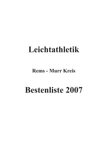 Leichtathletik Bestenliste 2007 - WLV Rems-Murr