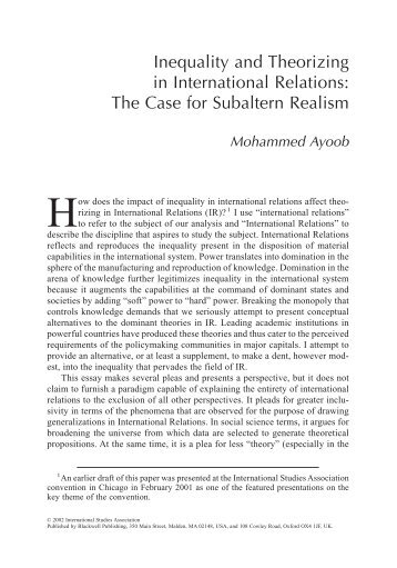 Inequality and Theorizing in International Relations: The Case for ...