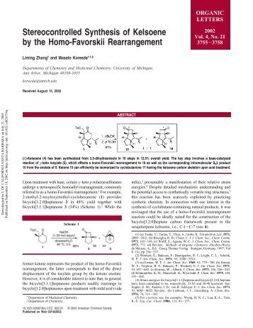 Stereocontrolled Synthesis of Kelsoene by the Homo-Favorskii ...