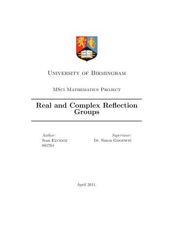 Real and Complex Reflection Groups - Sean Elvidge's Homepage