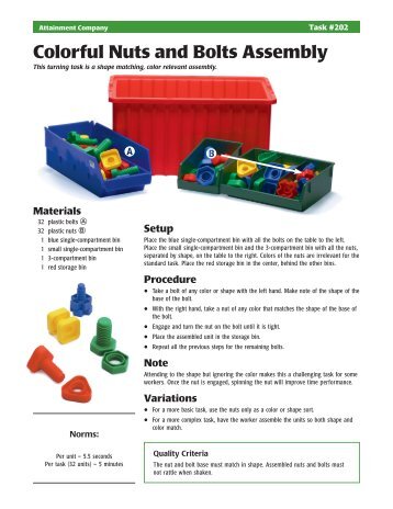Colorful Nuts and Bolts Assembly - Attainment Company