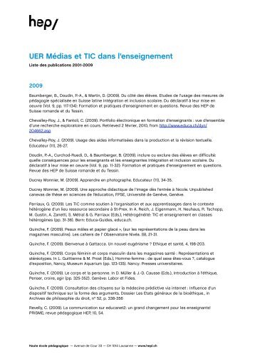 UER Médias et TIC dans l'enseignement - HEP Vaud