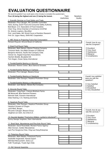 evaluation questionnaire - International Nut and Dried Fruit Council