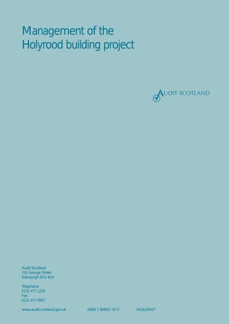 Management of the Holyrood building project (PDF ... - Audit Scotland