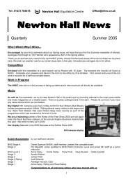 Summer 2005 - Newton Hall Equitation Centre