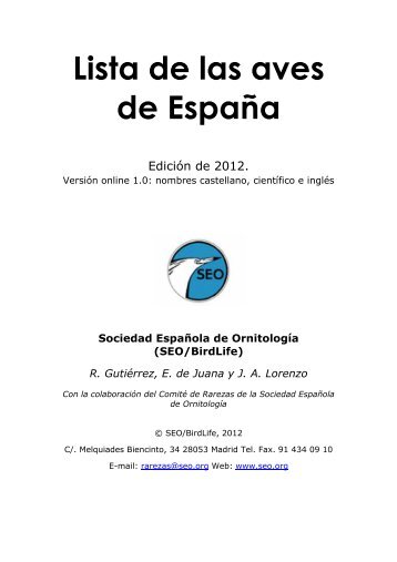 Lista aves espana 2012