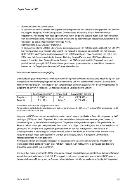 Capita Selecta Bouwkostennota 2005 - Kennisplein Zorg en Bouw