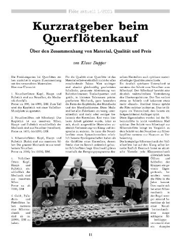 Kurzratgeber beim Querflötenkauf - Klaus Dapper