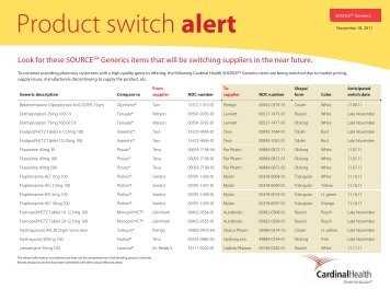 Product switch alert - Cardinal Health