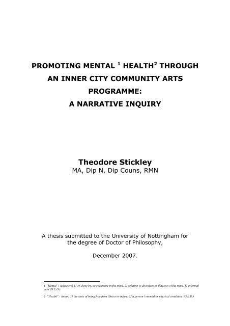 Theo Stickley Thesis Final Nottingham Etheses University Of