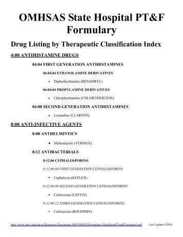 Pennsylvania's State Hospital Drug Formulary