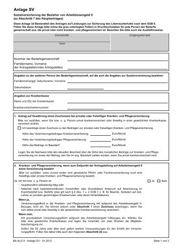 Alg II - Anlage SV - Landkreis Peine