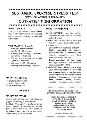 Sestamibi exercise stress test - Northern Nuclear Medicine