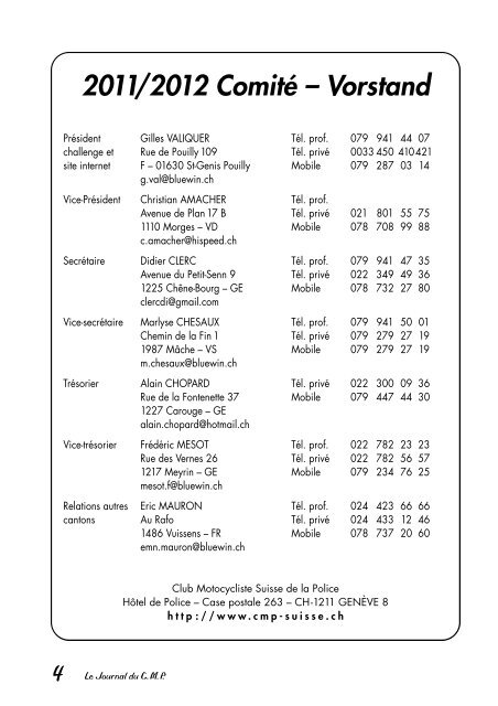 Journal 9.2011 - N° 119 - club motocycliste suisse de la police